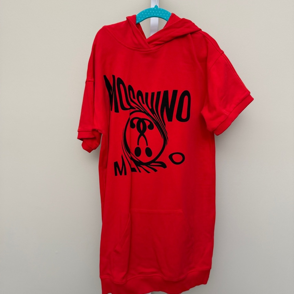 MOSCHINO Teen Black Logo Short Sleeve Oversized hoodie size 8 kids